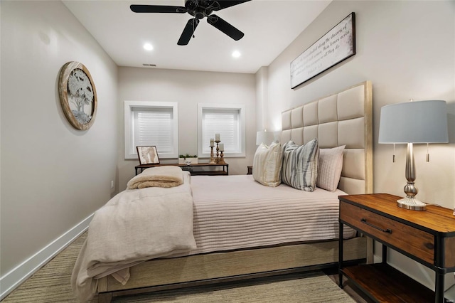 bedroom featuring ceiling fan