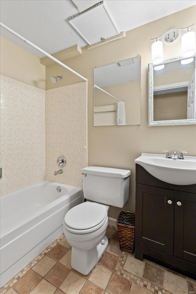 full bathroom featuring vanity, toilet, and tub / shower combination