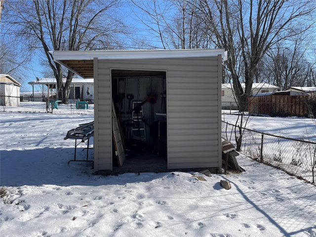 view of snow covered structure