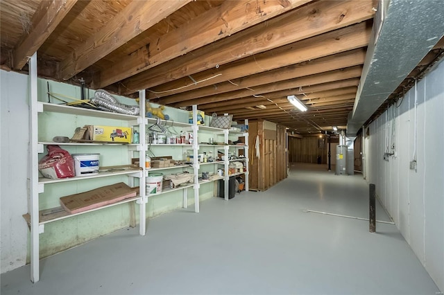 storage area with electric water heater