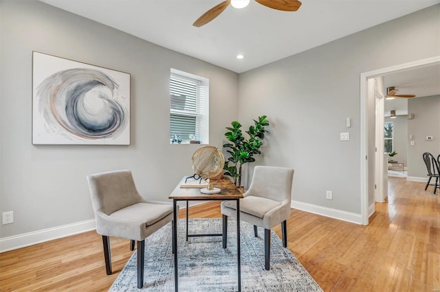 office area with hardwood / wood-style flooring