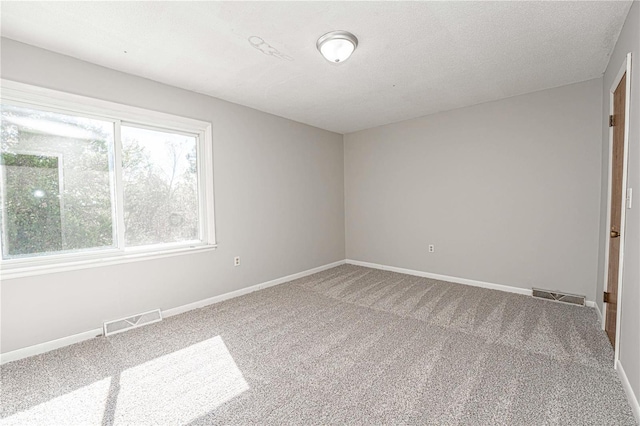 empty room with carpet and a textured ceiling