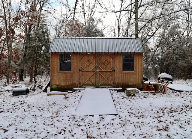 view of snow covered structure