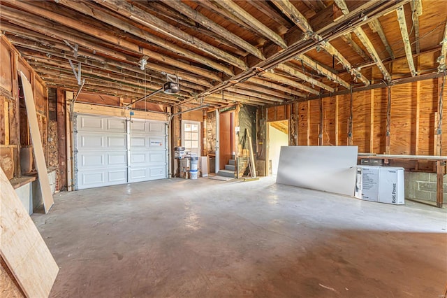 garage with a garage door opener