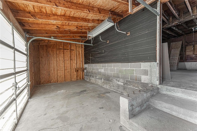 garage with wooden walls