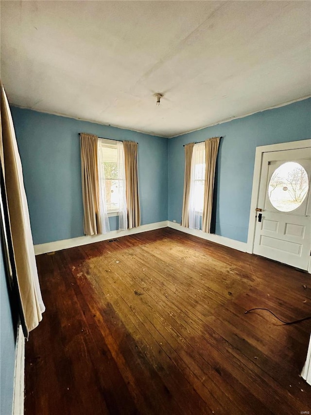 foyer entrance with hardwood / wood-style floors and a healthy amount of sunlight