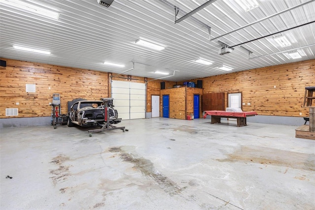 garage with a garage door opener