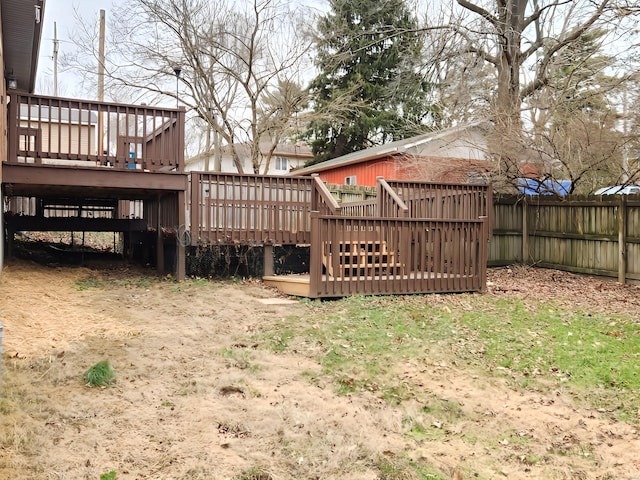 view of yard featuring a deck