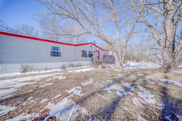 view of snow covered exterior