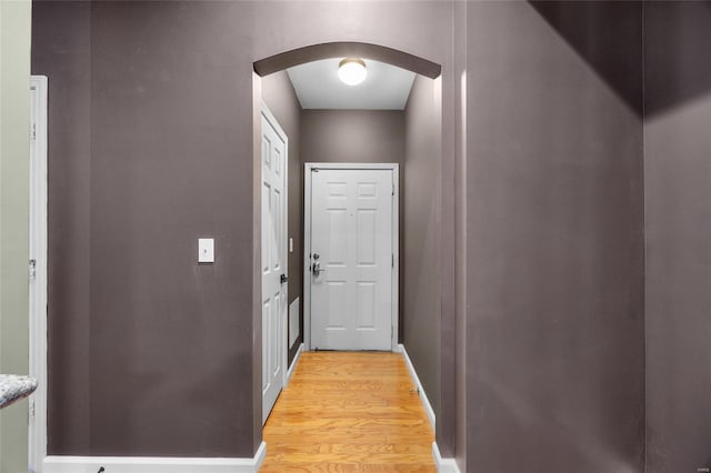 doorway to outside with light hardwood / wood-style flooring