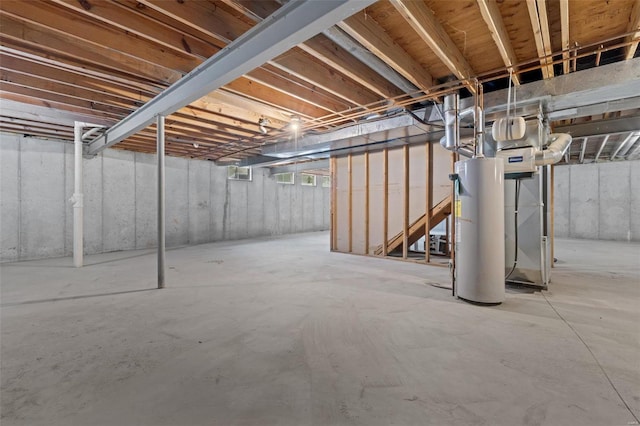 basement with water heater