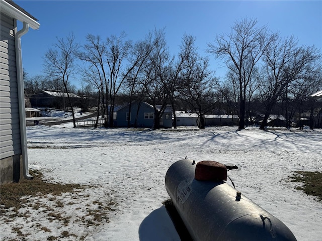 view of yard covered in snow