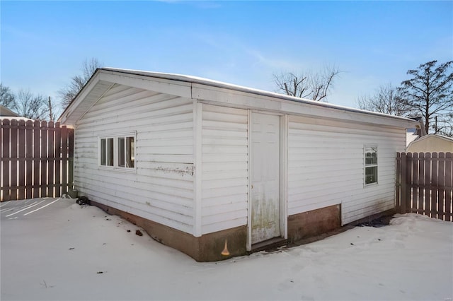 view of snow covered structure