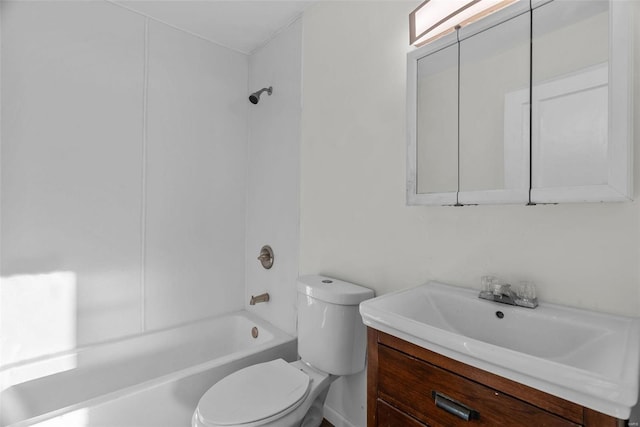 full bathroom featuring vanity,  shower combination, and toilet