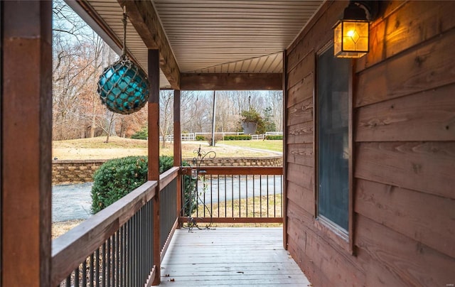 wooden deck with covered porch