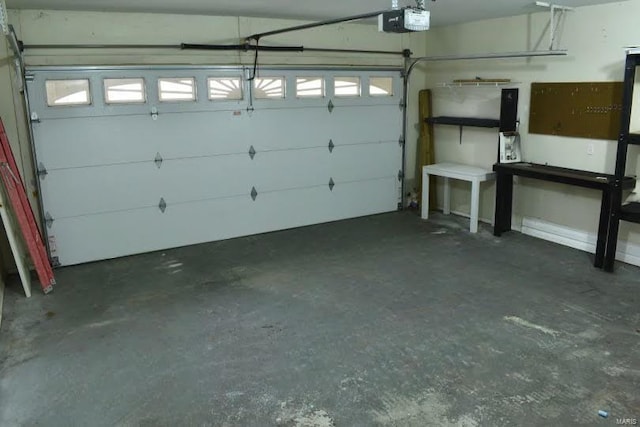 garage with a garage door opener