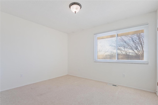 spare room featuring light carpet