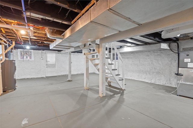 basement with electric water heater