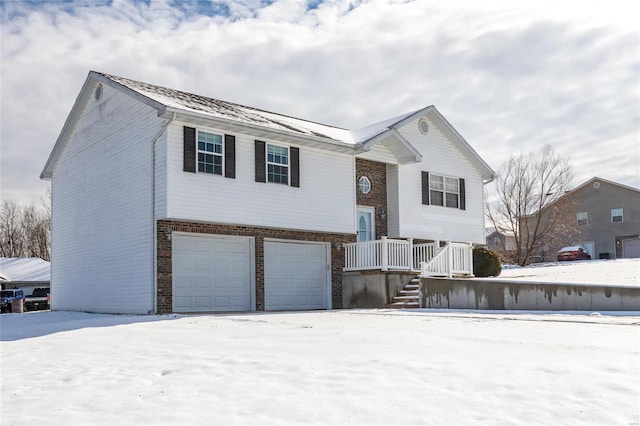 split foyer home featuring a garage