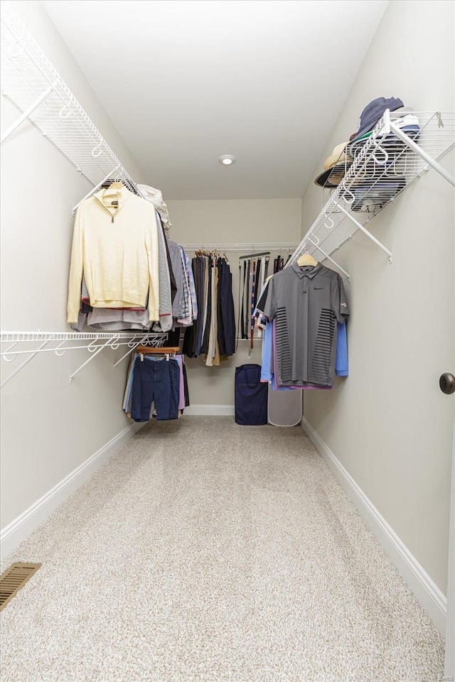 walk in closet featuring carpet