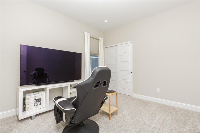 view of carpeted office space