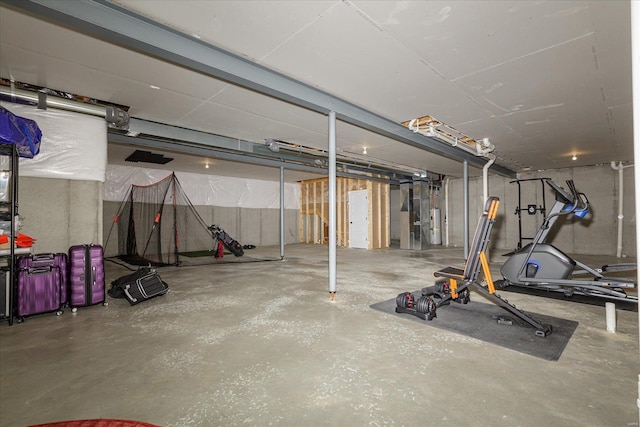 basement with water heater