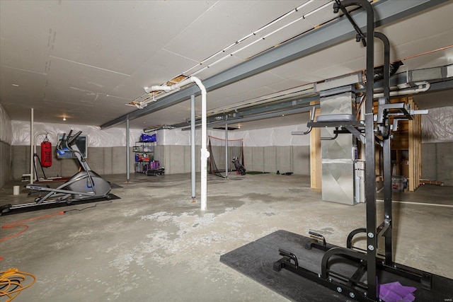 exercise room with heating unit