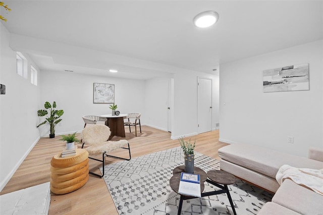 living room featuring light hardwood / wood-style flooring