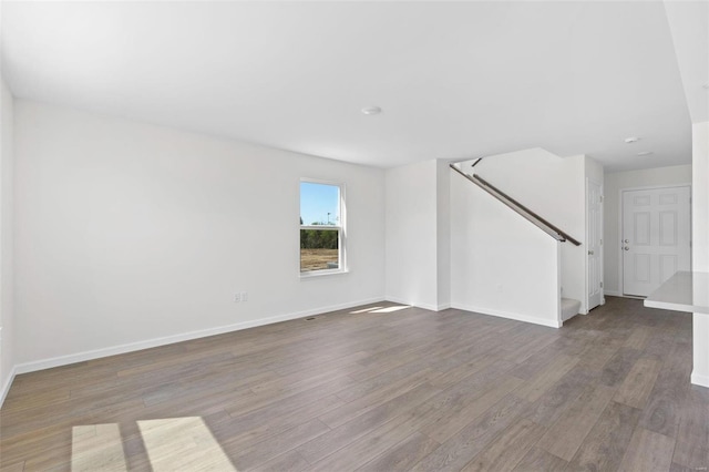 unfurnished living room with hardwood / wood-style floors