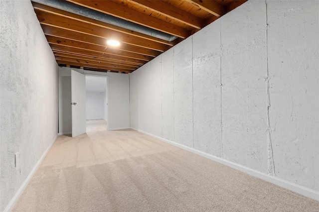 basement with carpet floors