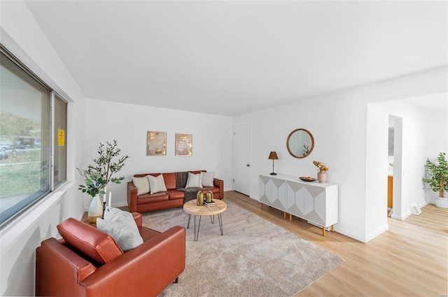 living room with light wood-type flooring