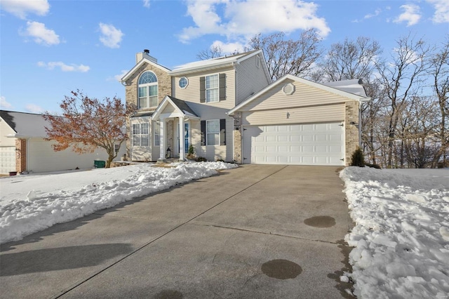 view of front property with a garage