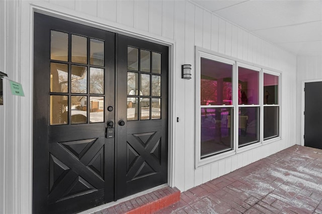 property entrance with french doors