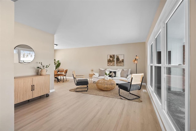 living room featuring light hardwood / wood-style flooring