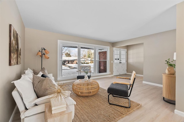 living room with light wood-type flooring