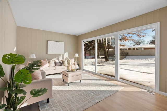 living room featuring light hardwood / wood-style floors