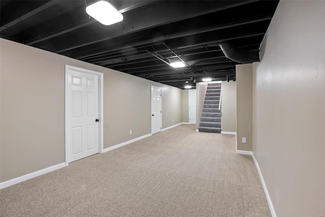 basement featuring carpet