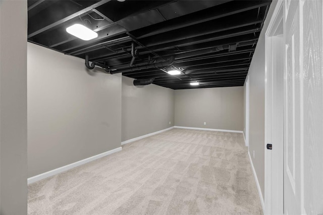 basement with light carpet