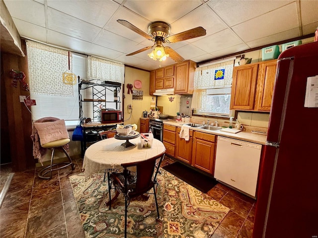 kitchen featuring dishwasher, refrigerator, plenty of natural light, and electric range oven