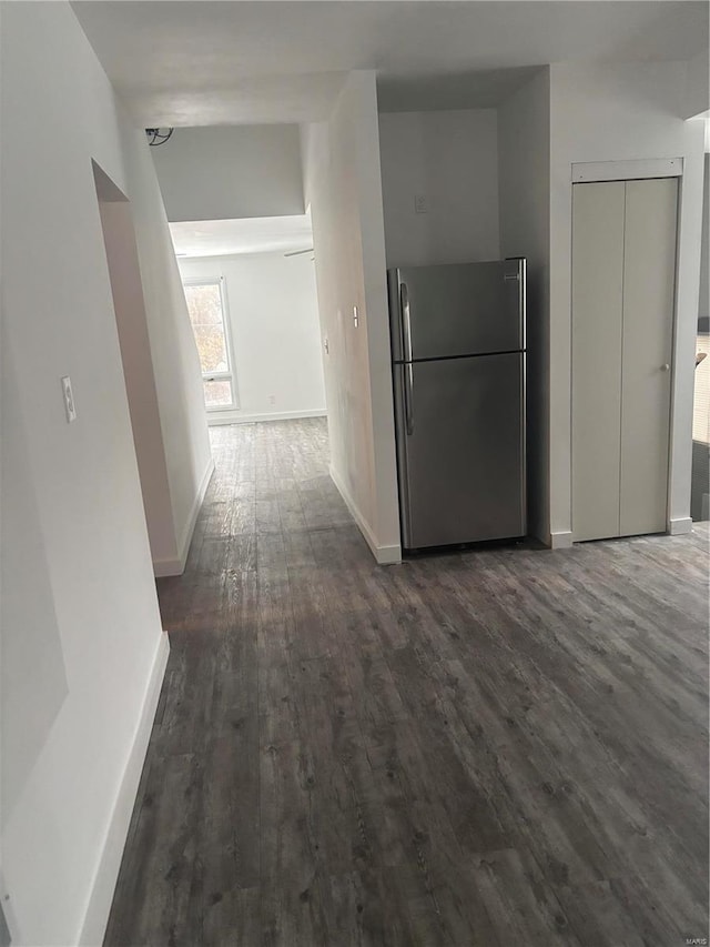 hallway featuring dark hardwood / wood-style floors