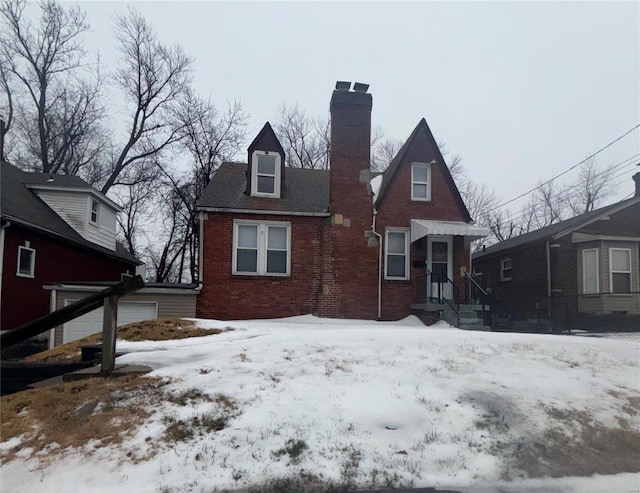 view of snow covered property