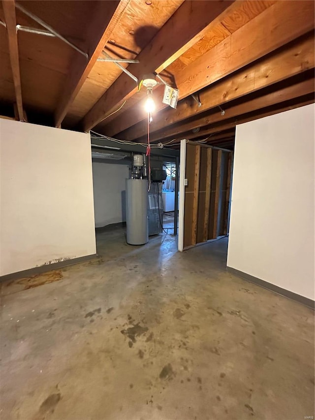 basement with water heater