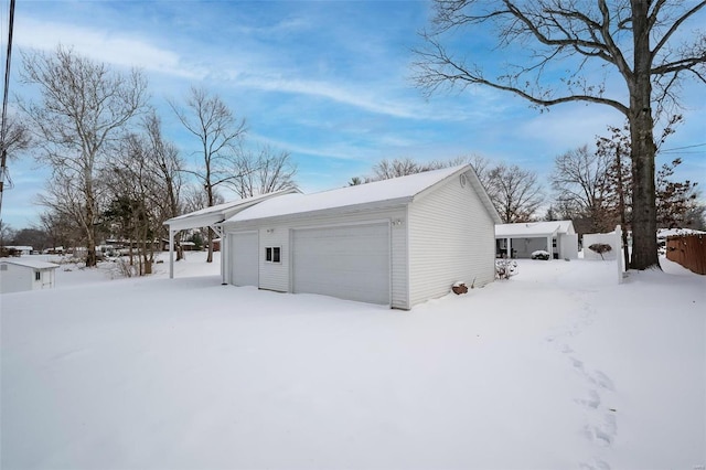 view of snow covered property