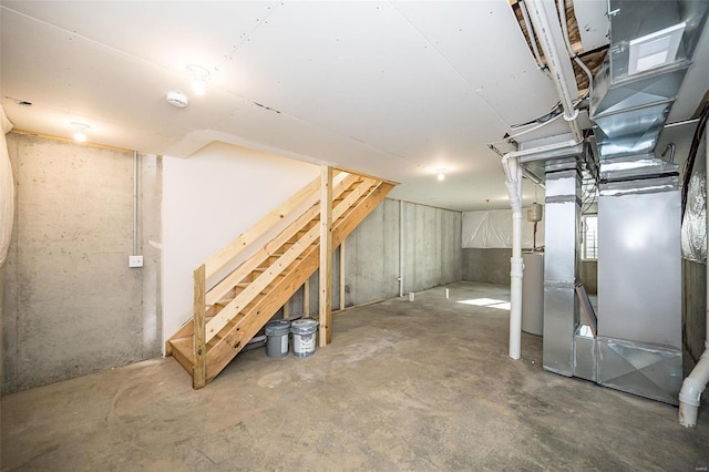 unfinished basement with heating unit