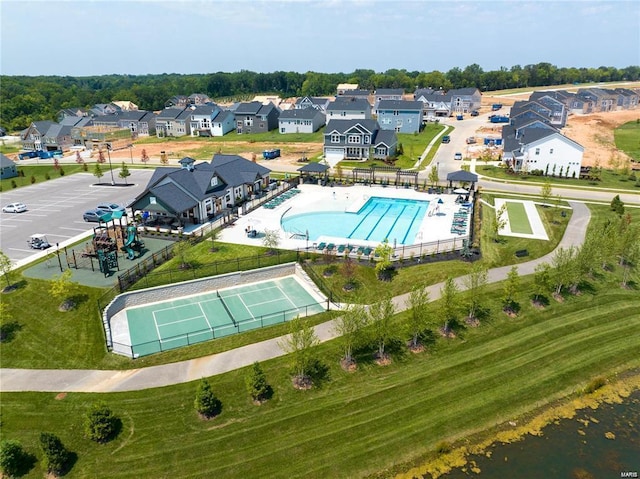 drone / aerial view featuring a residential view