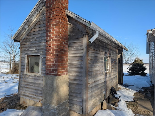 view of snow covered exterior