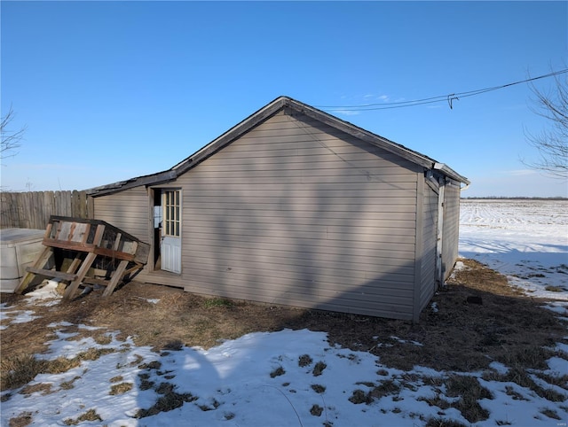 view of snow covered property