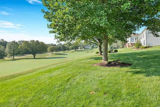 view of property's community with a lawn