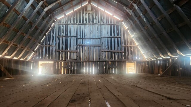 view of unfinished attic