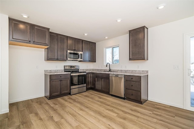 kitchen featuring sink, stainless steel appliances, and light wood-type flooring